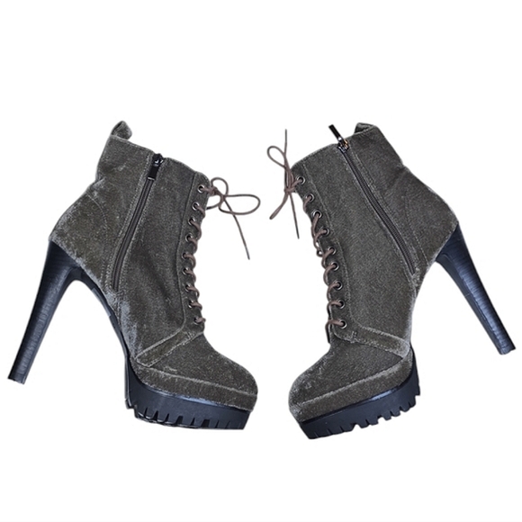 NWOT Aldo Aliria Velvet Lace-Up Platform Boots - Picture 4 of 8